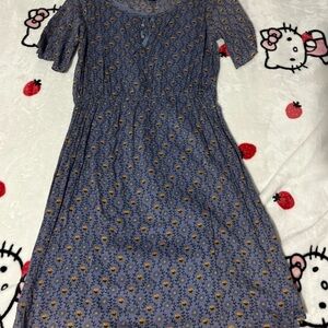 I Love Ronson Floral Dress with Tie Neck Bow and Ruffle Sleeves